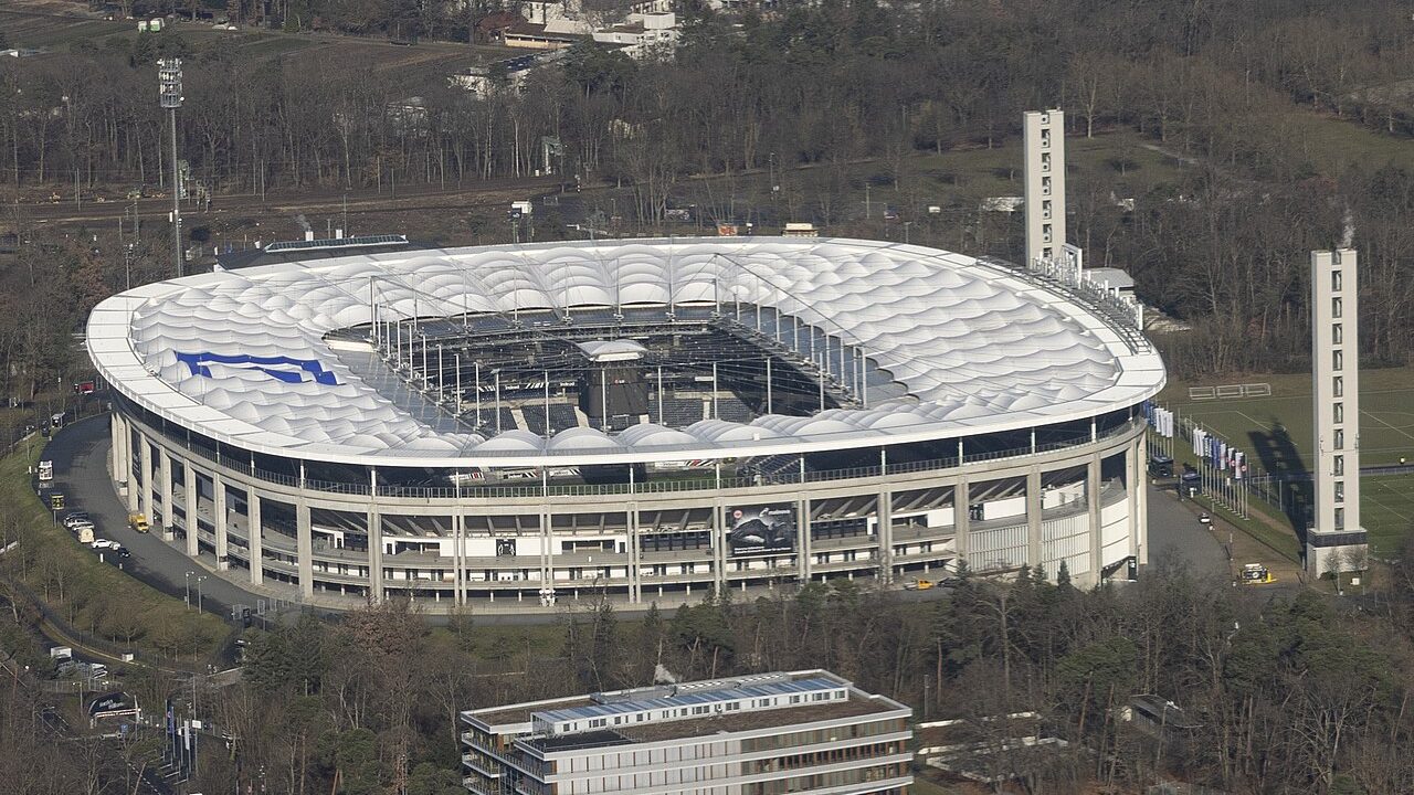 Luftaufnahme des Frankfurter Stadions