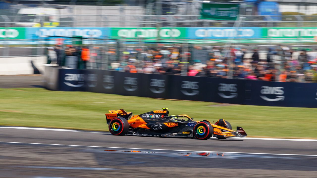 Lando Norris im McLaren beim Großen Preis von Großbritannien 2024, Archivaufnahme