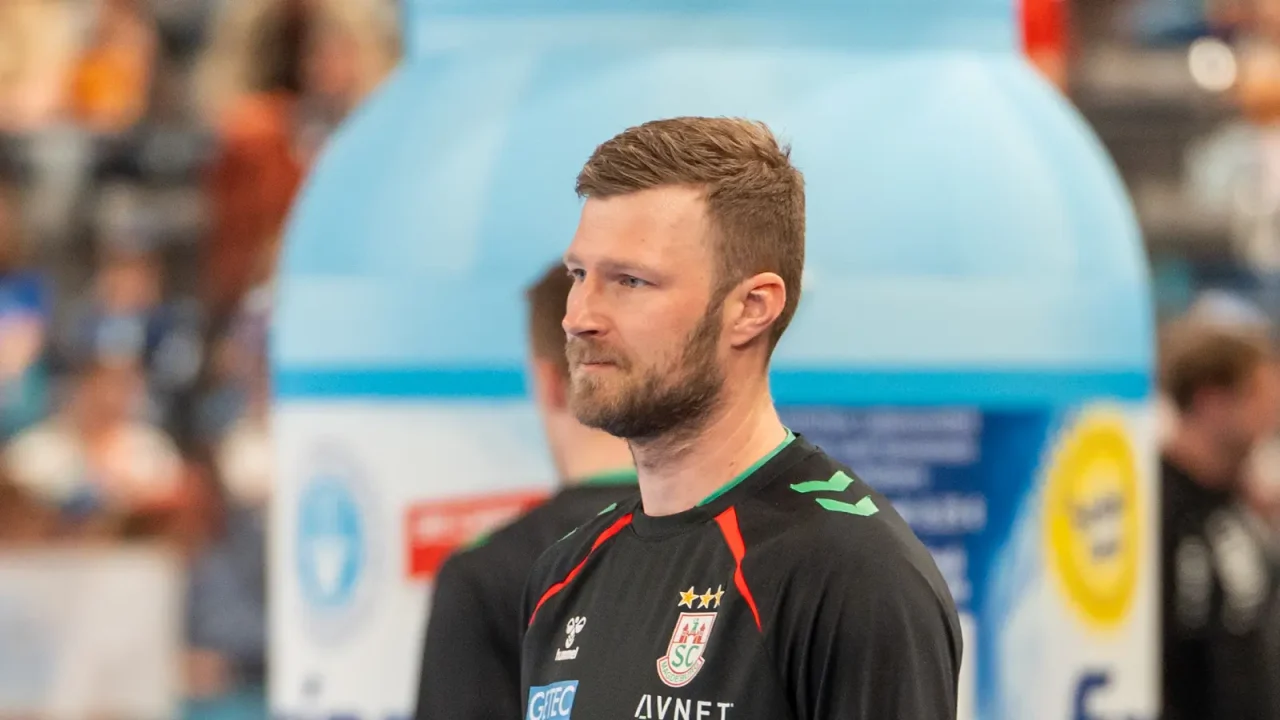 Philipp Weber vom SC Magdeburg beim Handballspiel, Archivfoto vom April 2026