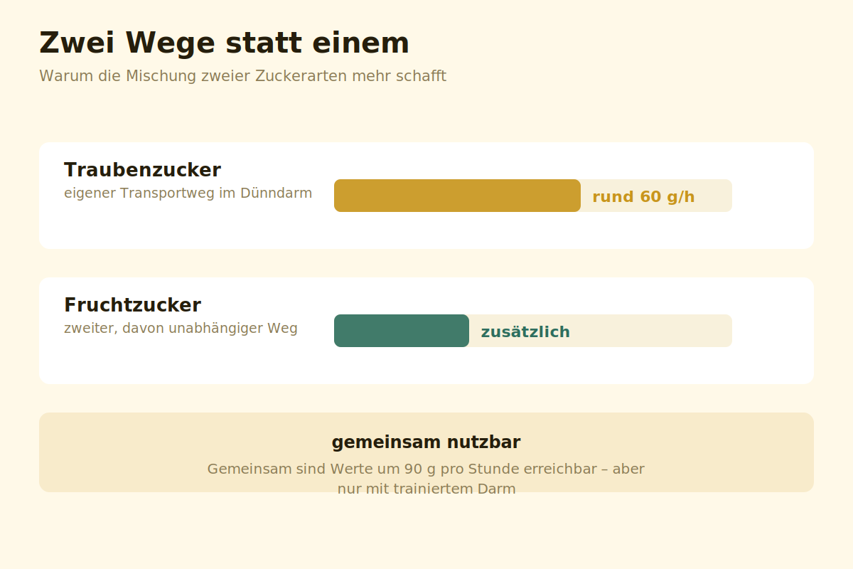 Zwei Wege statt einem Zwei Transportwege für Traubenzucker und Fruchtzucker mit ihren Aufnahmegrenzen